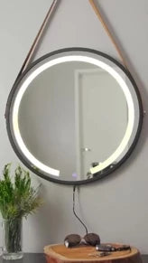 Adnet 45 cm runder LED-Spiegel mit Griff, 3 Farben
